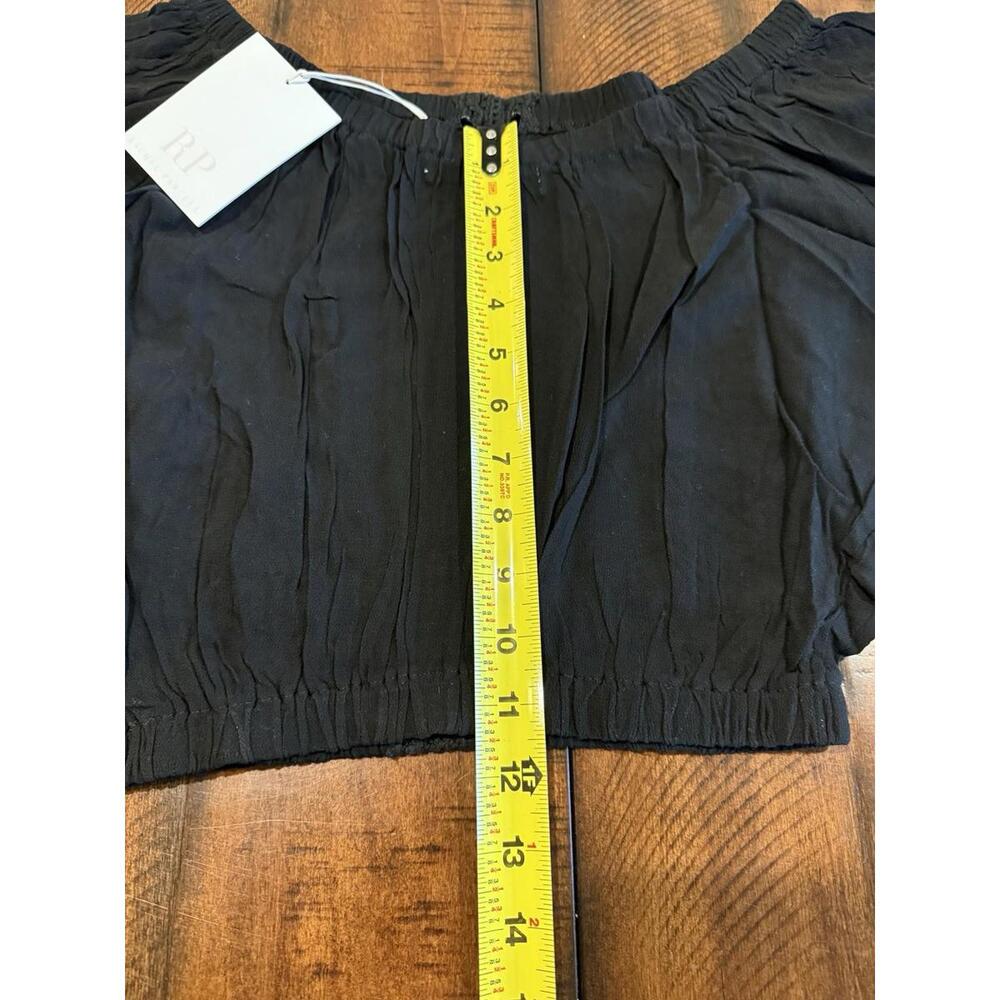 Rachel Parcell Off Shoulder Crop Top - Wash Crepe Black - Size Large   MSRP $89 - Picture 7 of 8